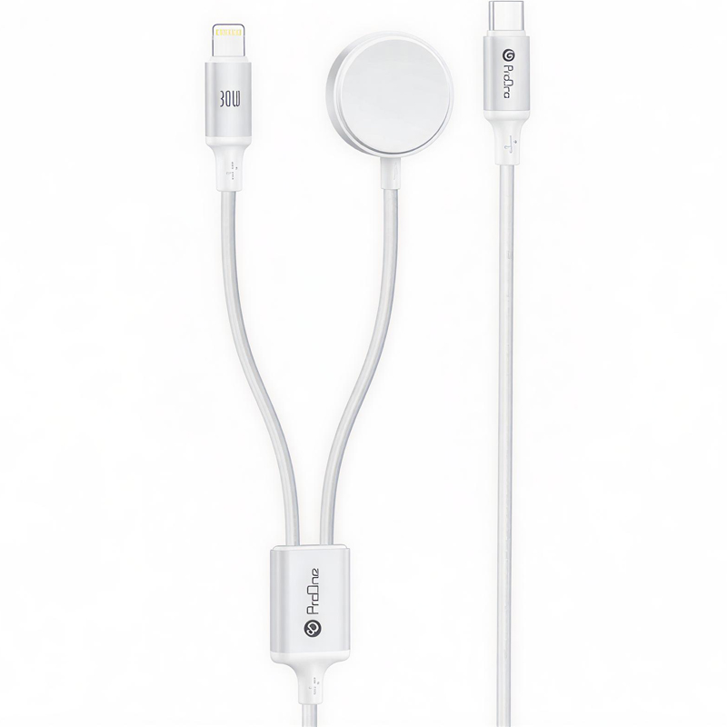 کابل Type-C به شارژر مغناطیسی و Lightning پرووان کد PWL835 طول 1.2 متر